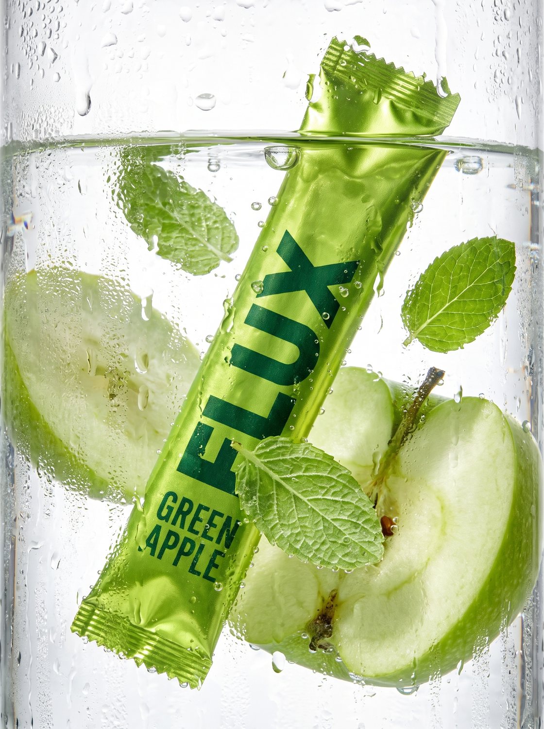 Flux electrolyte stick pack in water